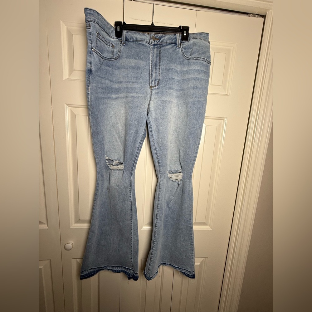True Craft 18WR High Rise Flare Distressed Denim Jeans